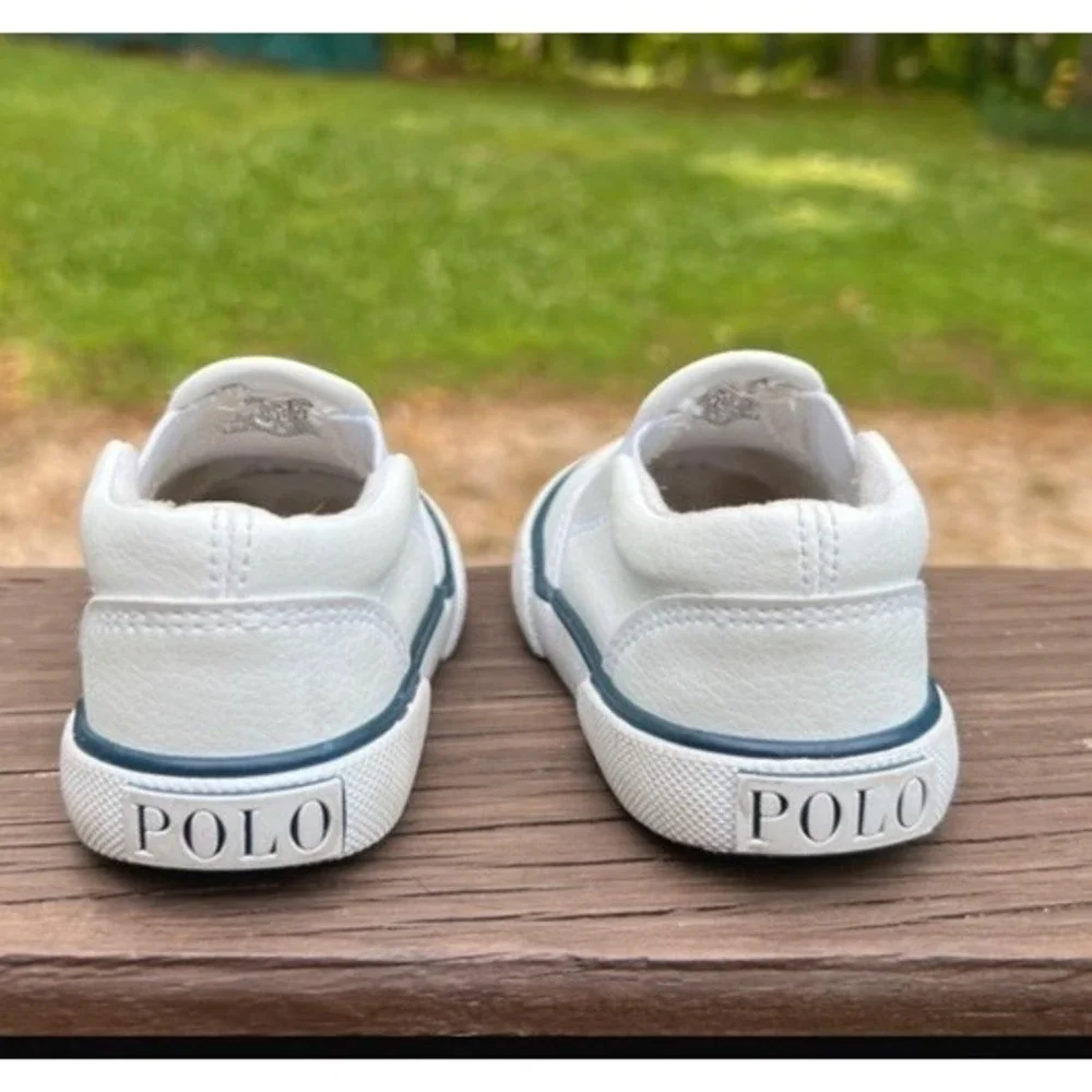 Polo Ralph Lauren Boys' Bal Harbour II Slip-On Sneakers Boys Toddlers Sz 4 White